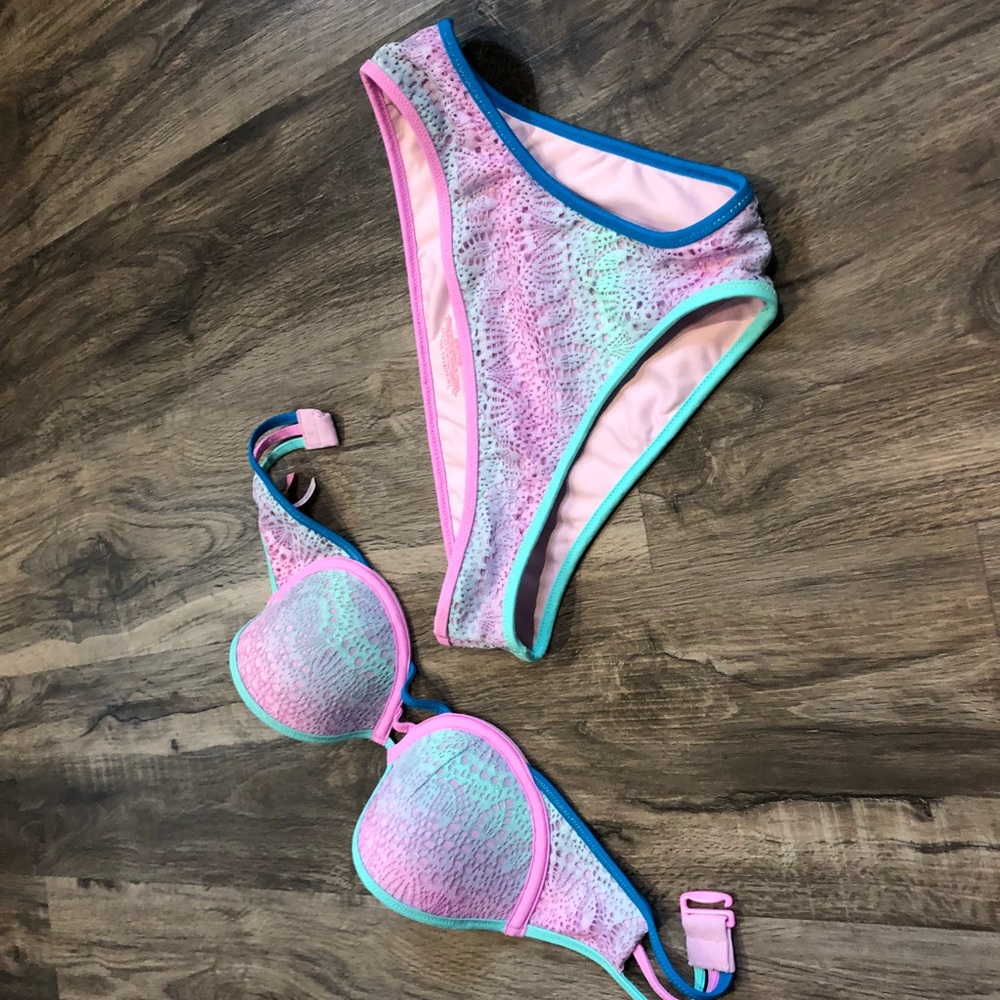 Pastel rainbow swim suit top